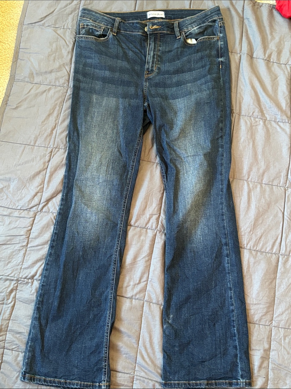 Women’s Dark Blue Flare Jeans with Subtle Fading